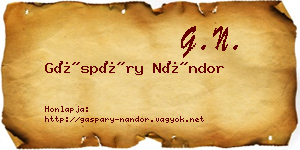 Gáspáry Nándor névjegykártya
